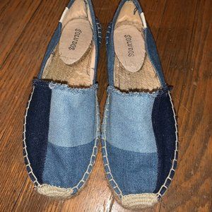 Soludos Denim Patchwork Platform Espadrilles Flats